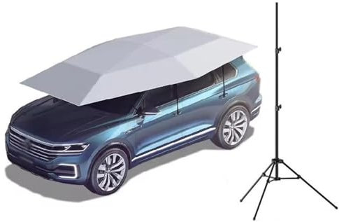 Multifunction Folded Carport Fully-Automatic Car Tent Cover Folding Carport Remote Control Car Canopy with 2m Outdoor Stand,Silver-4.2m