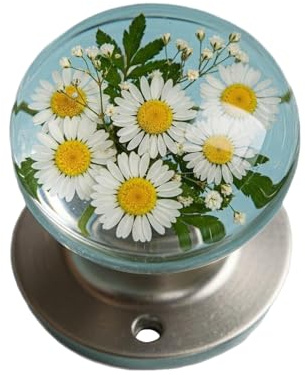 Door knob - Retro Round Resin Epoxy Flower Door Knob - Privacy Decorative Doorknob Interior Handle for Modern Classic Home Store Toilet Closet