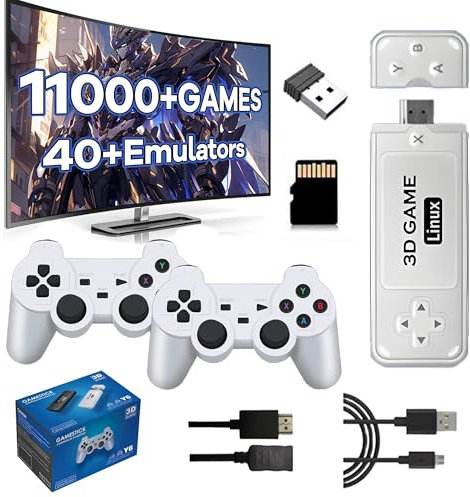 XIXIMENG Y6 Console di gioco retrò Console portatili,11000+Giochi 40+Emulatori,4K HD Output Console di gioco portatile,Emuelec4.3,Console di videogiochi con 2.4G Controller Wireless per Natale (64G)