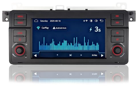 RYUIXPUL Autorradio para BMW E46 Serie 3 1999-2004 con CarPlay Inalámbrico Android Auto Sistema Linux Inicio Rápido y Funcionamiento Fluido Pantalla Táctil Bluetooth USB FM Am (BMW E46)