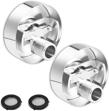 AMONENZ 2 Stück Duscharmatur Adapter Verstellbar, Duscharmatur Anschluss Badezimmer Adapter, Flexibel Messing Abgewinkelter Wasserhahnanschluss Silber, für Wasserleckprobleme, Einstellen Wasserventils