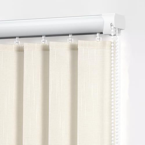 Komplettset Vertikaljalousien,Beige 98mm Stoff Lamellenvorhang,Lichtfilternde Tür Fenster Lamellen Rollo,Raumteiler,Für Zuhause Büro,Inklusive Zubehör,Anpassbar,Breite x Höhe (130cm x 200cm)