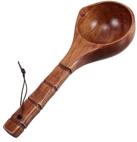 Mikinona Louche Bois à Long Manche pour Cuisine et Polyvalente pour Bain Jardinage et Lavage Finition Ergonomique Durable et Confortable