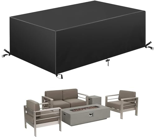 LIFKNVN Housse Salon de Jardin,180x100x100cm(LxWxH) 420D Oxford Tissu Housse Table de Jardin Protection avec Boucle Coupe Vent Mobilier Extérieur pour Tous Les Temps
