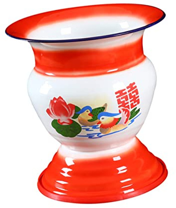 MOTHNUR Escupidera de Esmalte para Adultos Estilo Chino Vintage, Escupidera de Pie Alto Roja, Estructura Estable y Resistente, Compacta y Ligera, Uso Doméstico y Sanitario, Práctica