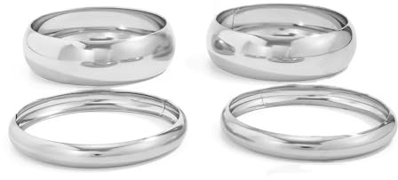 XFSRG 4 Stück Breiter Armreif Damen Minimalistische Chunky Armbänder Modischer Statement Armreifen für Alltag Party und Abendkleid (Silber)