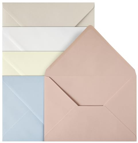 Netuno 20 große farbige Umschläge Pastellfarben DIN C5 16,2 x 22,9 cm Set elegante Briefumschläge C5 Briefhüllen Mix Briefkuverts für A5 Karten Einladungen Geburtstag Hochzeit Grußkarten Postkarten