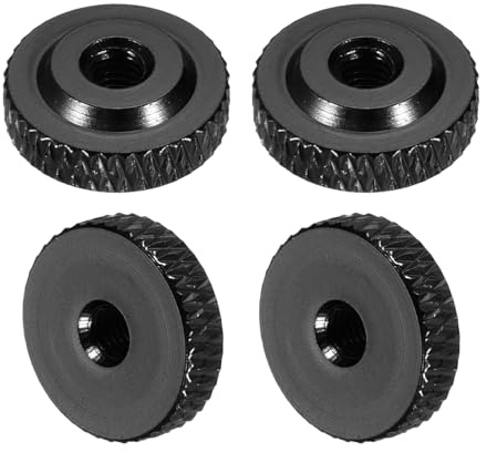 QUARKZMAN 4 Stück Aluminiumlegierung Rändelmuttern M3 x 12 x 4mm, Kurze Rändelmutter Metall Griffmutter Gewindeadapter für Elektronisch Geräte Industrie Maschine Baugruppe, Schwarz