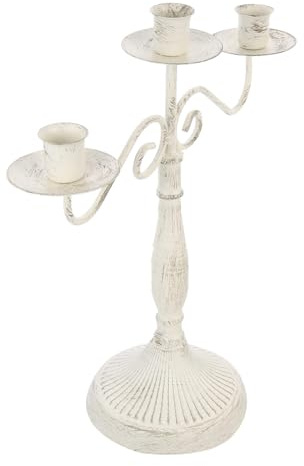 BESPORTBLE Vintage Kerzenhalter aus Eisen im Europäischen Stil Mehrköpfiger Kandelaber mit Hohem Kerzenständer Weiß Nicht Leicht zu Tragen und Fest Platziert für Elegante Tischdeko