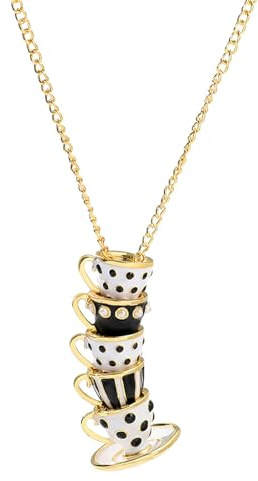Luoyiyuan Teapot Pendant Necklace Colorful Teacup Studs Earrings Jewelry Trendy Ear Studs, One Size, as described, as described