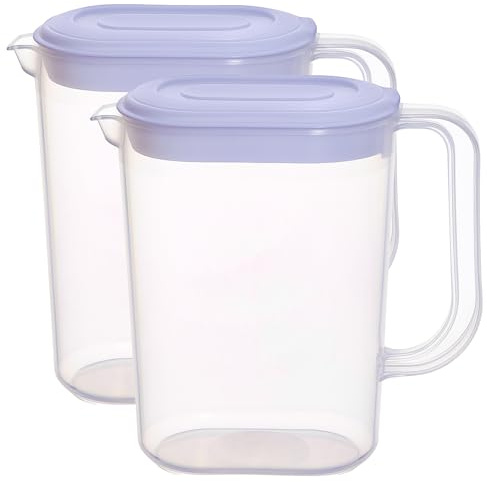 1.5L Fridge Door Jug with Handle - Transperent Plastic Pitcher Container with Lid & Pouring Spout - Slim Design for Storage - Reusable Liquid Jug for Serving Milk, Drinks, Juices and More. (2)