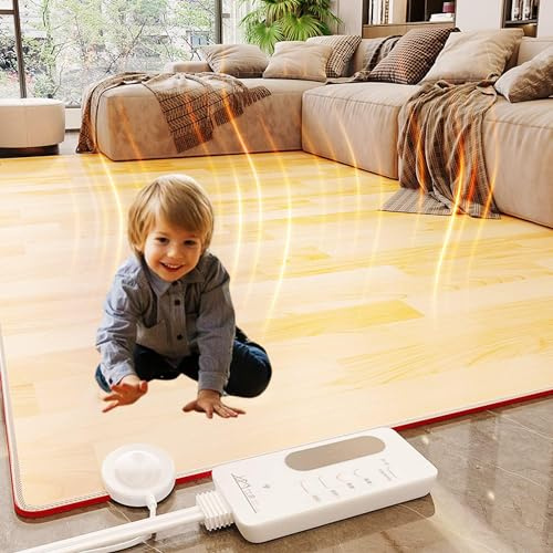 KLYDBMYT Beheizbare Fußmatten, Heizteppiche, beheizte Teppiche, Sofortwärme für Füße, elektrische Infrarot-Heizmatten für Zuhause, Büro, Yoga (200 x 200 cm)