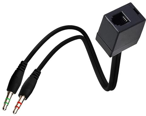 Allayu Cavo splitter per cuffie durevole da 35 cm, affidabile, adattatore RJ9 a 5 mm, tipo RJ9 4P4C femmina a adattatore maschio da 3,5 mm, cavo convertitore splitter per cuffie e telefono.