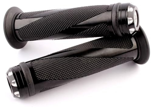 MoSundi Motorrad-Lenkergriffe, 2 Stück, gestreift, rutschfest, Vibrationsdämpfung, passend für 22 mm Lenker, Schwarz