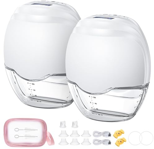 Wearable Electric Breast Pump, Hands-Free Double Pump, Quiet & Discreet | 3 Modes 12 Levels, Quiet Motor, BPA-Free Silicone, Rechargeable Battery, LED Display for Work, Travel & Night Use