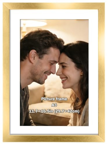 FOSER Bilderrahmen A3 1 Stück, Versatile Neuer Bilderrahmen Gold, mit Wandhaken für Wand (Gold, A3(29,7x42cm) / 1x)