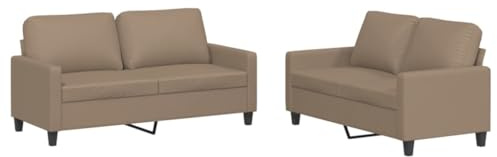 Tomostar Ensemble de Canapé Salon, Canapés 3 Places et 2 Places 2 pcs avec Coussins Cappuccino Similicuir