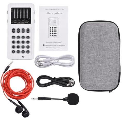 Ejoyous Cambiador de Voz con Micrófono, Cambiador de Voz con 8 Efectos de Sonido de Juegos Tarjeta de Sonido en Vivo Iluminación de Colores para Teléfonos Móviles