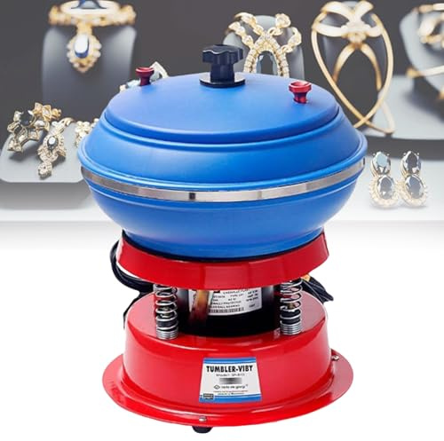 Sunseota Lucidatrice Vibrante per smerigliatura e lucidatura di Gioielli in Metallo, Lucidatrice A Tamburo Elettrica 130 W,Vibrante Elettrico Buratto Vibrante Rocce,per Lucidatura Gioielli 220V