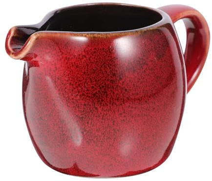 DEARMAMY Jarra Lechera de Cerámica Reutilizable Asa Pequeña, Superficie Lisa y Diseño Europeo, para Uso en Restaurante y Hogar, Capacidad Moderada, Color Rojo Escamado