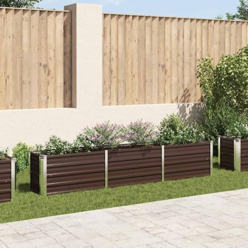 Emmtore Arriate de jardín de Acero galvanizado marrón 240x40x45 cm