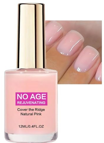 Natural Pink Nail Polish, Rejuvenating Tinted Nail Varnish | Cover the Nail Ridge, Quick Drying High Gloss Nail Concealer, Smooths Uneven Nails, No UV Lamp Needed, 12ml
