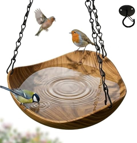 Vogel Getränke Aufhängung & Wildvögel Badezimmer – Wetterbeständig – Garten, Balkon & Terrasse Dekorative Futterstation – Vogelfutterkammer mit Stabilisierungskette-Nicht aus Massivholz