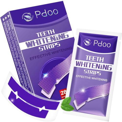 Purple Teeth Whitening Strips 14 Treatments - Fast Teeth Whitening Result in 7 Days - Whitening Kit for Coffee, Wine Stains Removal - Enamel-Safe & No-Sensitivity & No-Slip Whitening Strips