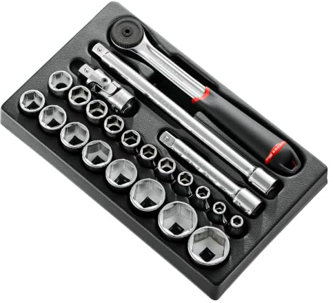 FACOM MOD.S161-36 Jeu de 23 Module douilles 6 Pans, Gris, 1/2
