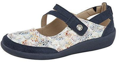 Boulevard Ladies Super Comfy Wide Fit Velcro Casual Shoes (7, Navy/Multi)