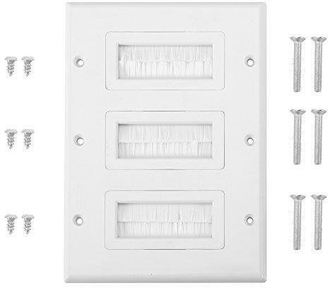 Zerodis Brosse Plaque Murale Blanche Anti-poussière Mur Panneau Panneau Câble Pass Through Insert pour Fils Simple Gang Câble Accessoire Socket Mur Prise Plug Port(#3)