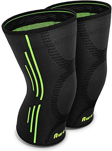 Awenia Kniebandage (1 Paar) Knie Sleeve Unterstutzung Kompression Klammer Elastische und Atmungsaktiv Knieschoner fur Sport Arthritis Patella Gelenkverletzung Recovery für Damen/Herren