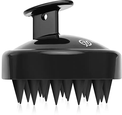 FREATECH Scalp Massager Shampoo Brush for Scalp Scrub and Hair Growth, Shower Hair Scrubber Scalp Exfoliator Dandruff Comb with Flexible Silicone Bristles for Long Thick Curly Hair, Black
