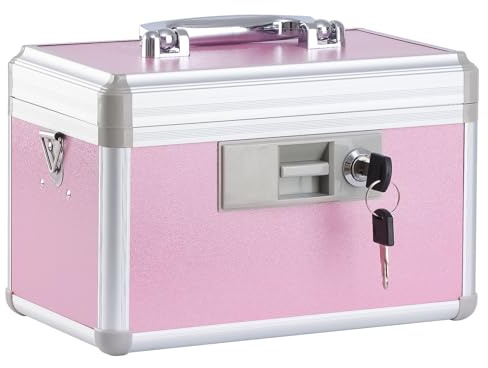 xydstay Medicine Box, First Aid Safe Medication Storage Box,Layered Aluminum Daily Medicine Cabinet,10.2 x 6.2 x 7.7, Pink