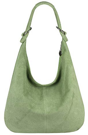 OBC Made in Italy Damen XXL Ledertasche Leder Wildleder Shopper Tasche Schultertasche Umhängetasche Hobo-Bag Beuteltasche (Mint)