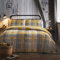 Dreams & Drapes - Housse de Couette hérisson à Carreaux Ocre - 230 x 220 cm - 2 taies d'oreiller - 100% Coton brossé Doux - Design réversible - Literie en Flanelle Jaune Ocre avec hérissons