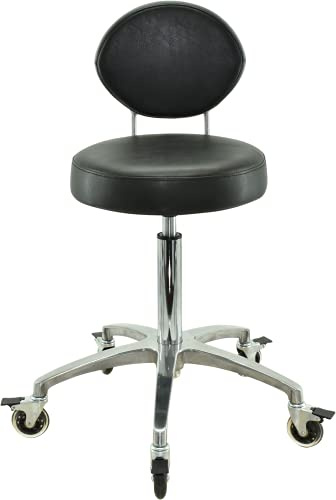 VAKON SALON - Rollhocker mit ovaler Lehne hochwertigen Rollen mit Bremse - Höhenverstellbarer von 55 bis 75 cm - Drehhocker Arbeitshocker Praxishocker