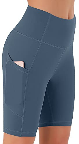 Persit Damen Kurze Leggings, Blickdicht Radlerhose mit Taschen