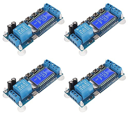 ACEIRMC Time Delay Relay DC 5V 12V 24V Delay Controller Board Delay-Off Cycle Timer 0.01s-9999mins Trigger Delay Switching Relay Module with LCD Display Support Micro USB 5V Power Supply (4pcs)