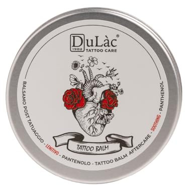 Dulàc - Tattoo Balm, Burro Post Tatuaggi Lenitivo, 75 ml, Ricco di Pantenolo (5%), Burro di Karité e Calendula, Idrata, Lenisce e Ripara la Pelle Grazie ai Principi Attivi Naturali