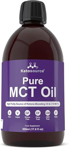 Reines MCT Öl | Hochreine Quelle von MCT C8 und C10 | 500ml Kunststoff | 100% Kokosnuss | Veröffentlichter Labortest je Charge | Geeignet für Keto und Fasten | Langsam Starten 1 Teelöffel | Vegan
