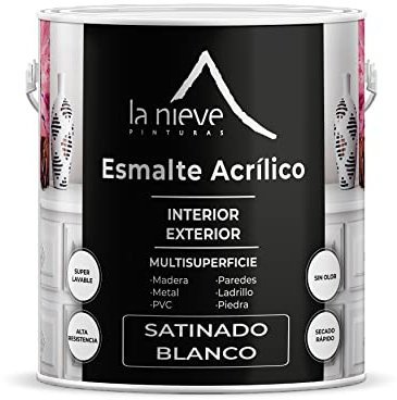 Pinturas la Nieve Esmalte acrílico satinado multisuperficie interior y exterior (250 mililitros, Blanco)