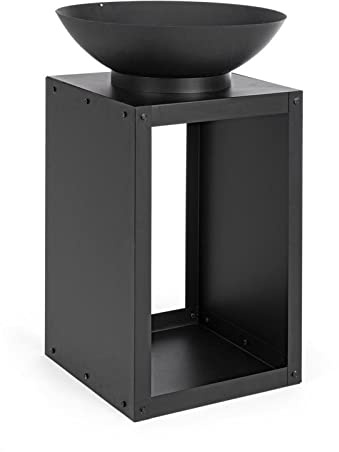 Decorspace Brasero haut de jardin « Efesto » porte bûches en acier verni moderne (grand)