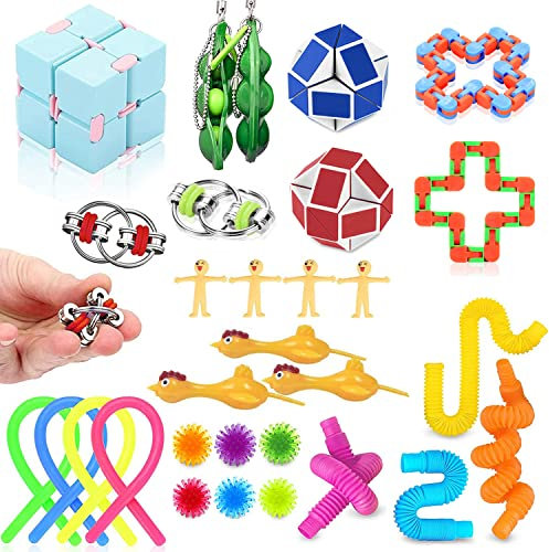 Nestling 30Pièce Fidget Toy Pack, Stress Relief Fdiget Toys Set pour la Concentration et Le Calme, Soulagement du Stress Et Jouets Sensoriels Anti-Anxiété pour Enfants Et Adultes
