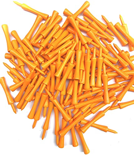 50 Stück Bambus Castle Golftees | mehrere Größen | Golf-Tees für Eisen, kleine Hölzer, Fahrer | nachhaltig und umweltfreundlich (70 mm Neonorange)