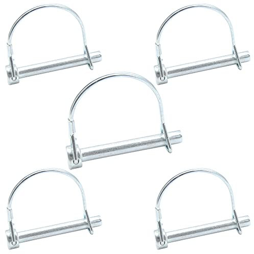 CEEYSEE 5Pcs Shaft Locking Pin 8mm Trailers Lock Hitch Lock Pin Zinc Plated Carbon Steel Round Loop Safety Wire Lock Pin Length 60mm for Farm Trailers Trolley Wagons Lawn Garden Towing (KD.M8 X 60mm)