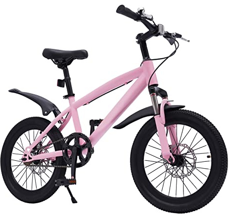 RainWeel Kinderfahrrad Jungen Mädchen Mountainbike 18 Zoll Fahrrad Geeignete Kinder Höhe: 1.25-1.4m (Rosa)