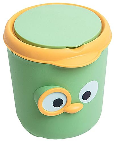 Mini Desktop Trash Can with Lid Cute Small Trash Can Countertop Waste Bin Garbage Bin Tabletop Wastebasket Organizer for Coffee Table Kitchen Office Green