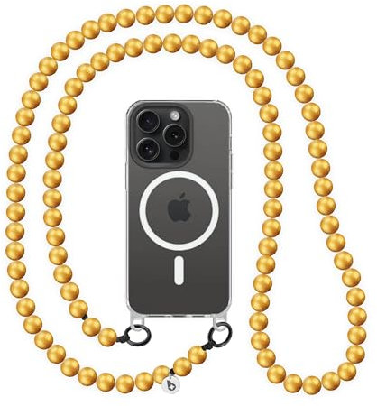 beadstars® Handykette Perlen lang inkl. Patch– handmade in Deutschland | Längen 120cm, 130cm, 140cm | kompatibel mit iPhone, Samsung | Geschenkidee für Alltag, Reisen & Festivals(VIP, 140cm)