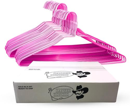 100 grucce in filo metallico, colore rosa, 45,7 cm, sottili, leggere, pieghevoli, standard in acciaio rivestito per lavaggio a secco